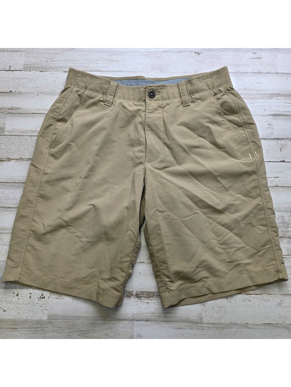 Men's Size 32 Under Armour Performance Golf Khaki Shorts Stretch Waist - Beige